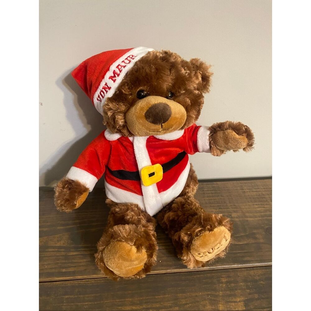 Von Maur Christmas Santa Teddy Bear Plush 14 In Rare 2021